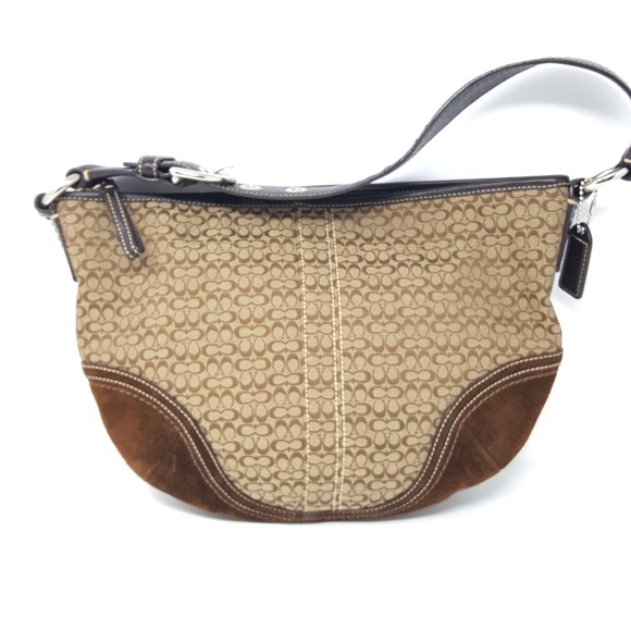 Coach | Brown Signature Canvas Suede Shoulder Bag - Picture 2 of 8